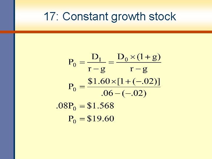 17: Constant growth stock 