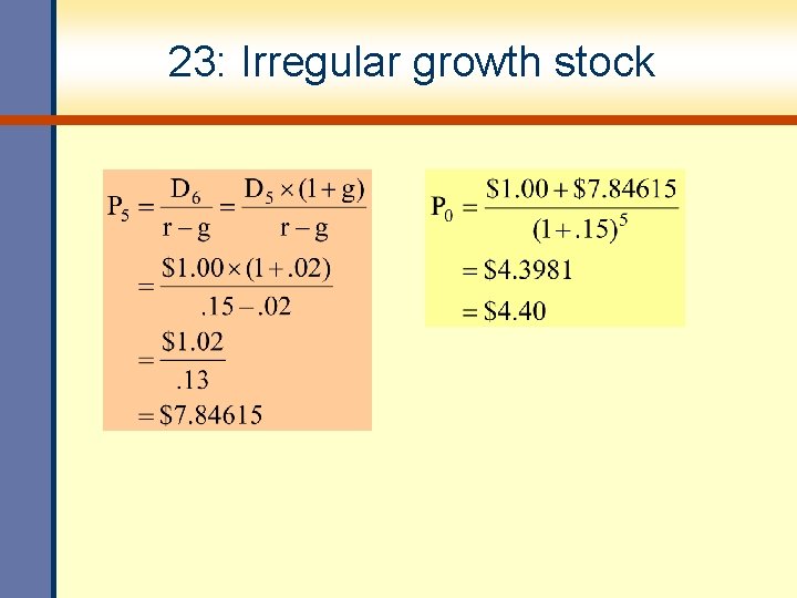 23: Irregular growth stock 
