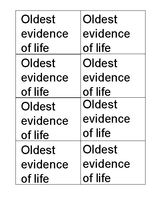 Oldest evidence of life Oldest evidence of life 