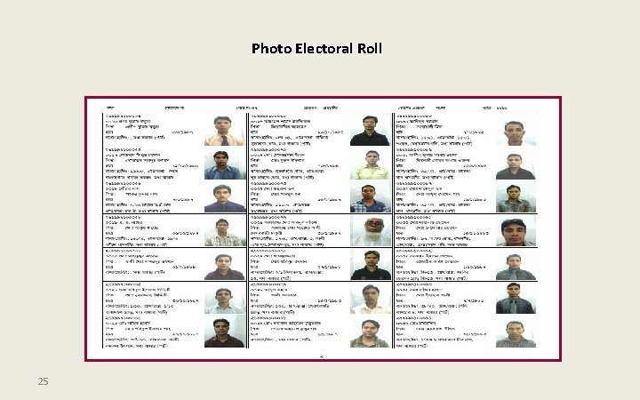 Photo Electoral Roll 25 