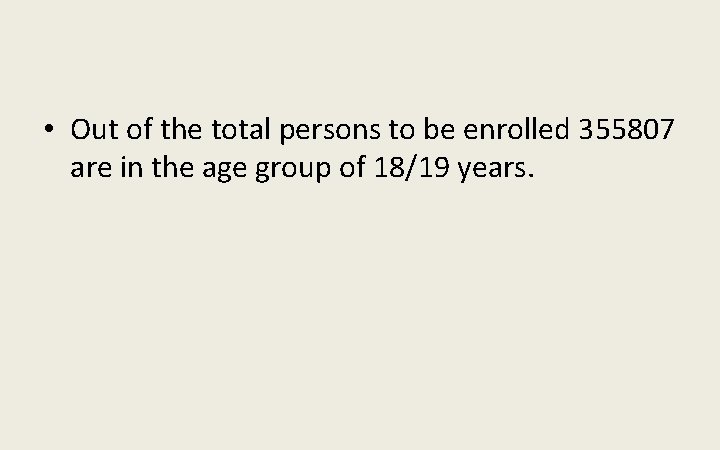  • Out of the total persons to be enrolled 355807 are in the