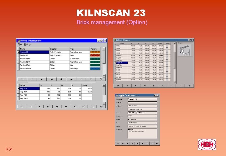 KILNSCAN 23 Brick management (Option) K 34 