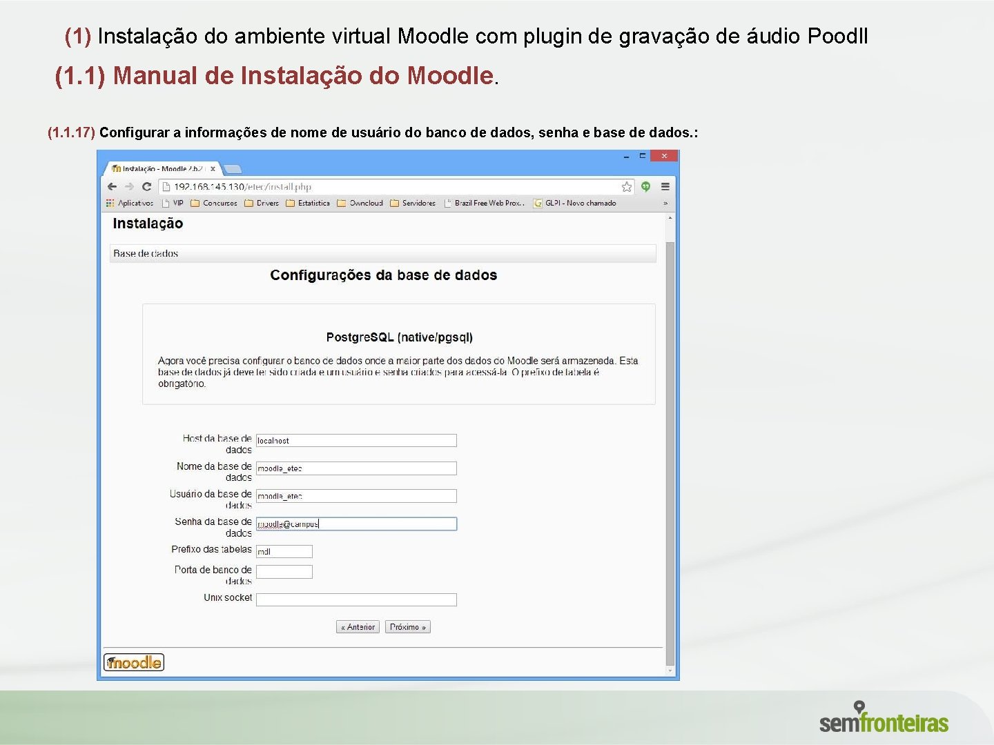 (1) Instalação do ambiente virtual Moodle com plugin de gravação de áudio Poodll (1.