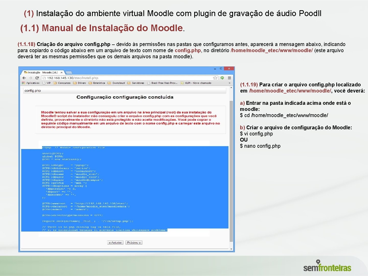 (1) Instalação do ambiente virtual Moodle com plugin de gravação de áudio Poodll (1.