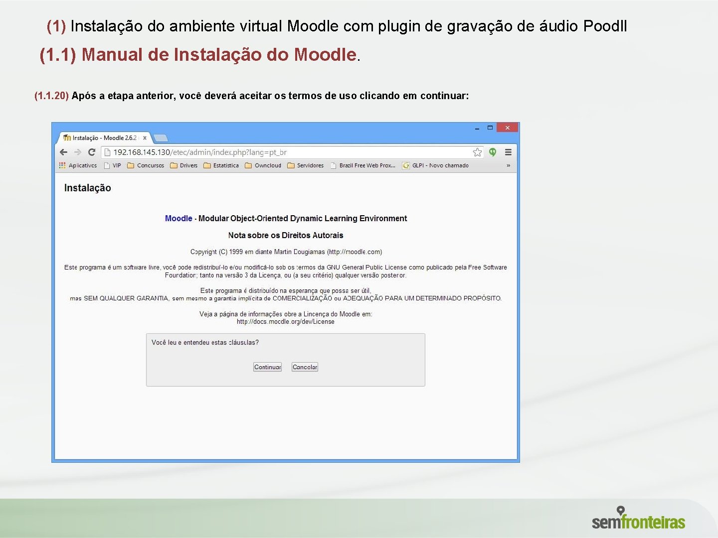 (1) Instalação do ambiente virtual Moodle com plugin de gravação de áudio Poodll (1.