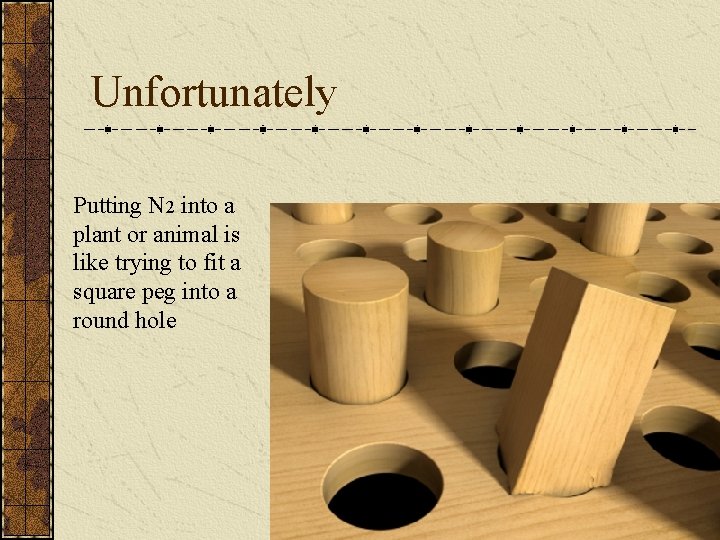 Unfortunately Putting N 2 into a plant or animal is like trying to fit