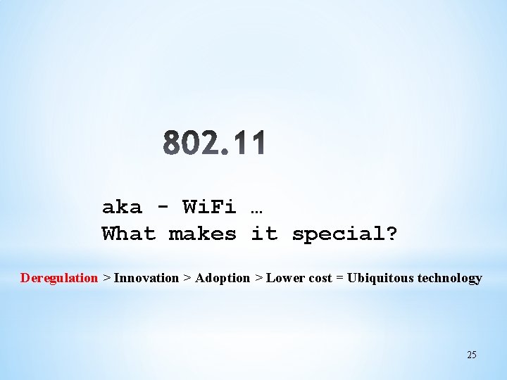 aka - Wi. Fi … What makes it special? Deregulation > Innovation > Adoption