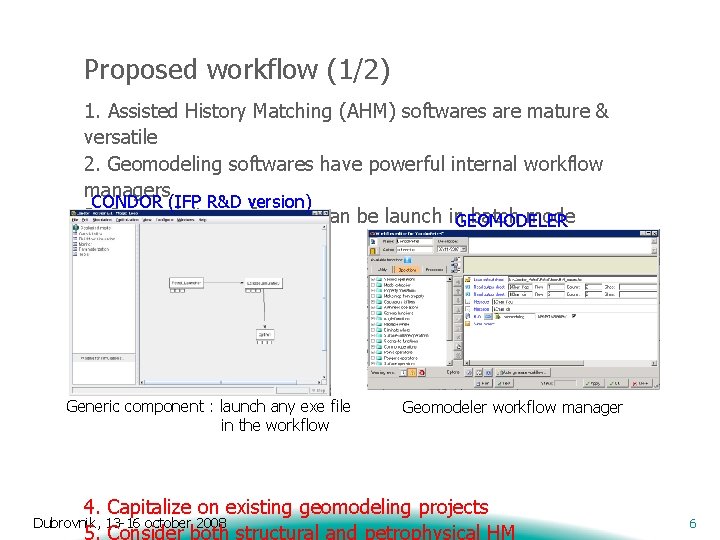 Proposed workflow (1/2) 1. Assisted History Matching (AHM) softwares are mature & versatile 2.