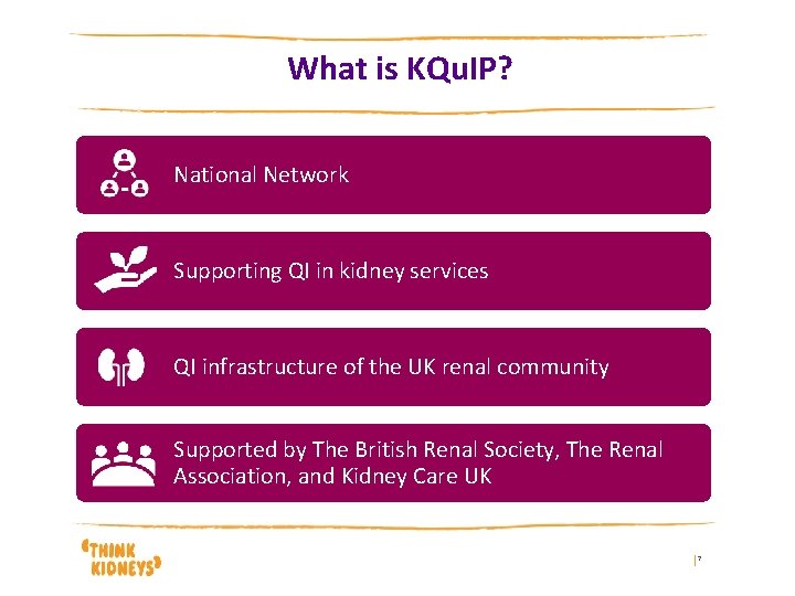 What is KQu. IP? National Network Supporting QI in kidney services QI infrastructure of
