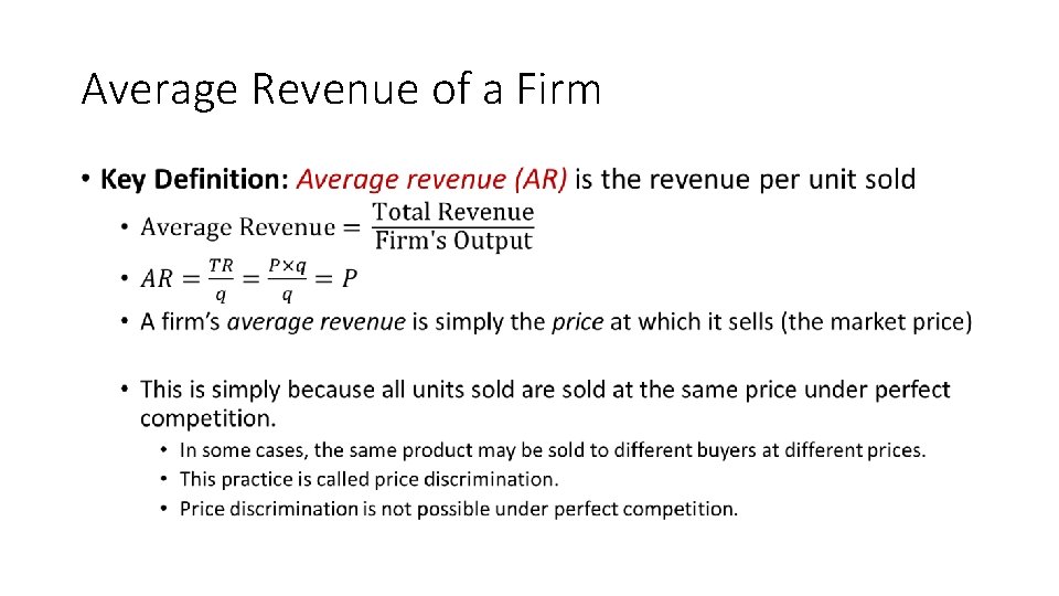 Average Revenue of a Firm • 