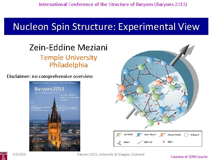 International Conference of the Structure of Baryons (Baryons 2013) Nucleon Spin Structure: Experimental View