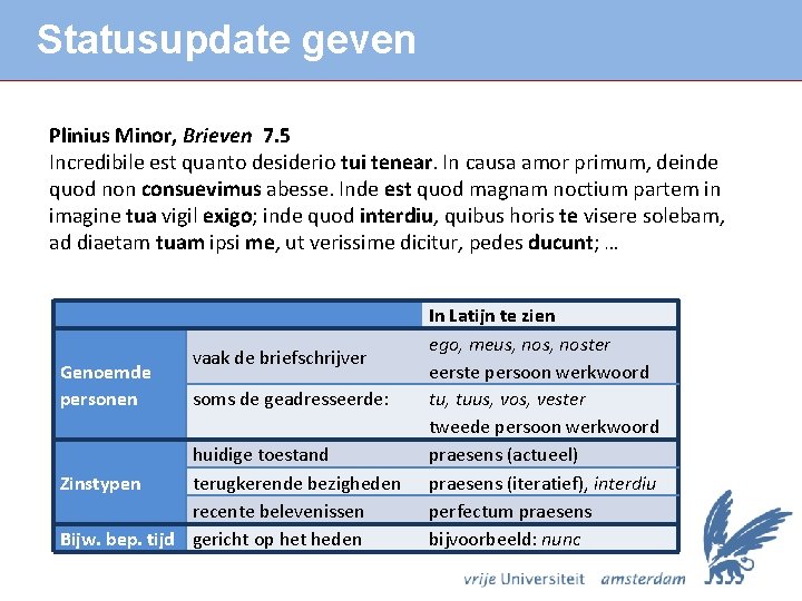 Statusupdate geven Plinius Minor, Brieven 7. 5 Incredibile est quanto desiderio tui tenear. In