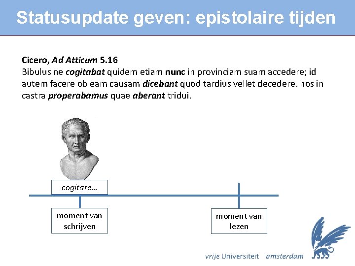 Statusupdate geven: epistolaire tijden Cicero, Ad Atticum 5. 16 Bibulus ne cogitabat quidem etiam