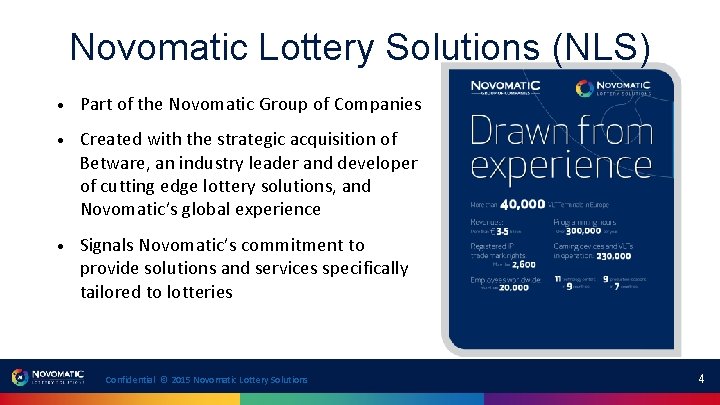 Novomatic Lottery Solutions (NLS) • Part of the Novomatic Group of Companies • Created Novomatic Lottery Solutions (NLS) • Part of the Novomatic Group of Companies • Created