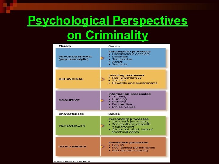 Psychological Perspectives on Criminality 