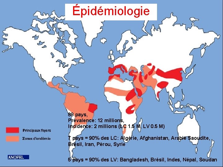 Épidémiologie 88 pays, Prévalence: 12 millions, Incidence: 2 millions (LC 1. 5 M, LV