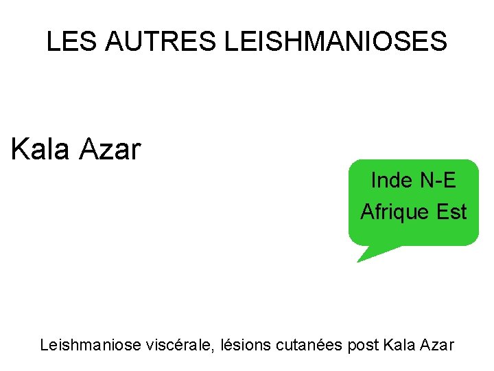 LES AUTRES LEISHMANIOSES Kala Azar Inde N-E Afrique Est Leishmaniose viscérale, lésions cutanées post