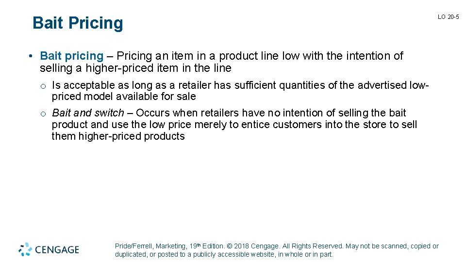 Bait Pricing LO 20 -5 • Bait pricing – Pricing an item in a