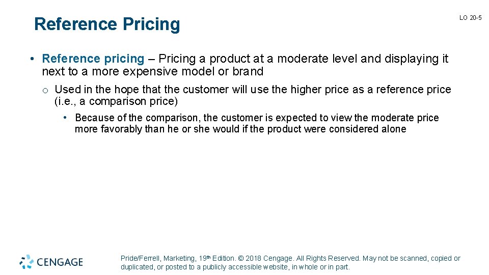 Reference Pricing LO 20 -5 • Reference pricing – Pricing a product at a