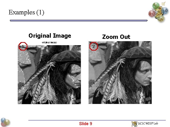 Examples (1) Original Image Zoom Out 1 2 Slide 9 UCSC MDSP Lab 