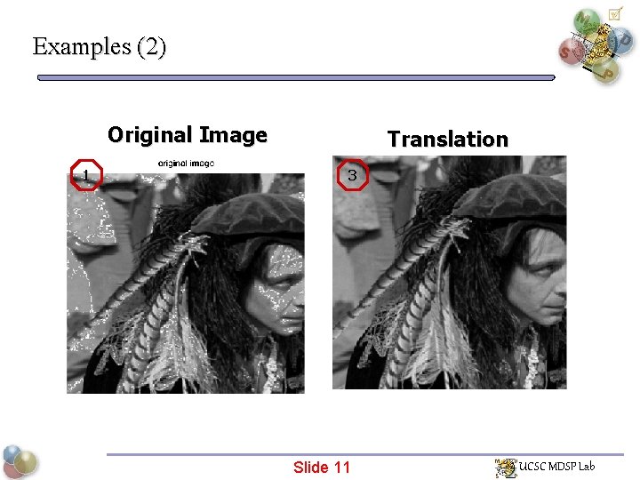 Examples (2) Original Image 1 Translation 3 Slide 11 UCSC MDSP Lab 