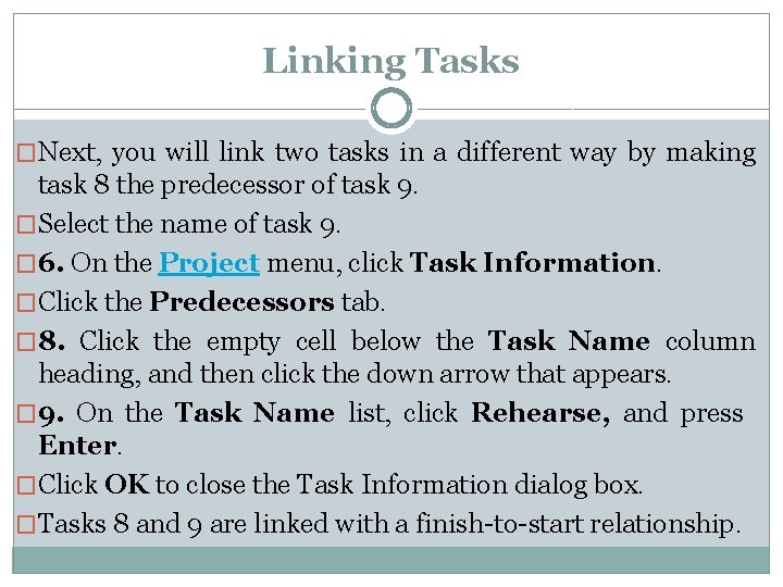Link Two Projects Introduction to MS Project 2007 TUTORIAL 3 INSTRUCTOR