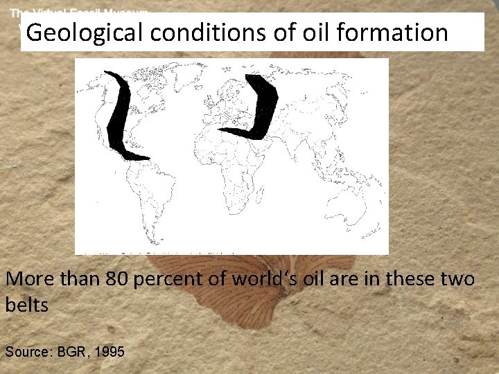 Geological conditions of oil formation More than 80 percent of world‘s oil are in