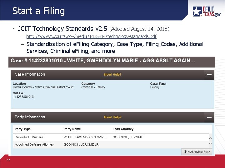 Start a Filing • JCIT Technology Standards v 2. 5 (Adopted August 14, 2015)