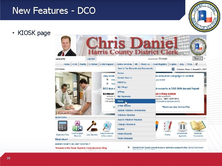 New Features - DCO • KIOSK page 35 