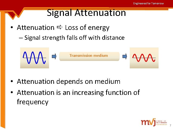 Engineered for Tomorrow Signal Attenuation • Attenuation Loss of energy – Signal strength falls