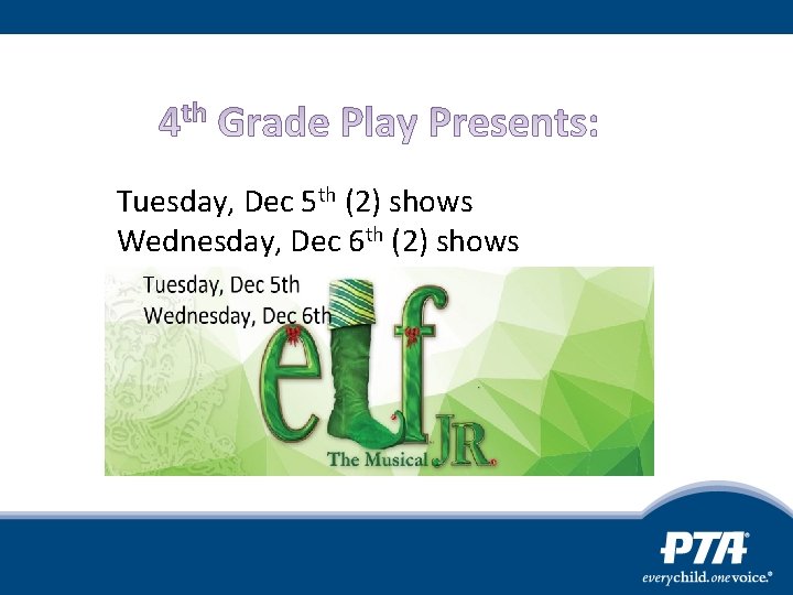Tuesday, Dec 5 th (2) shows Wednesday, Dec 6 th (2) shows 