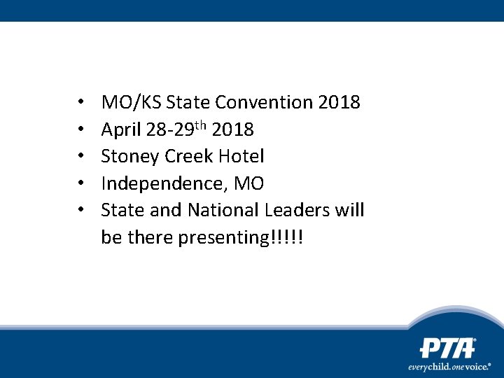  • • • MO/KS State Convention 2018 April 28 -29 th 2018 Stoney