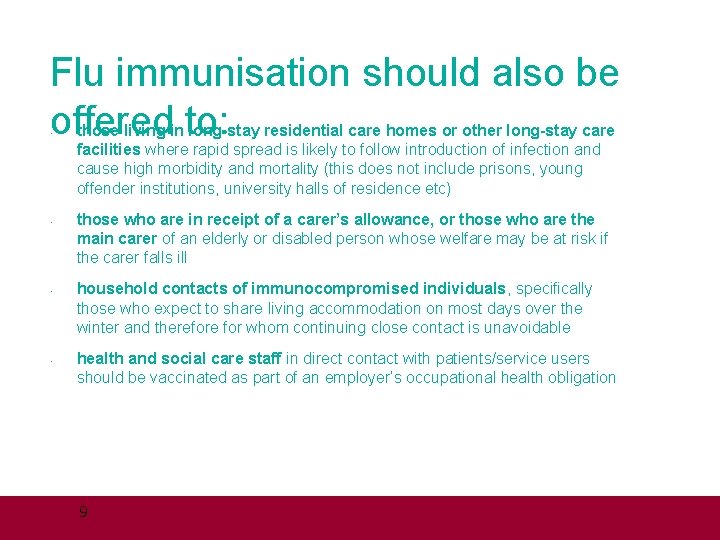 Seasonal influenza prevention and control measures 8 th