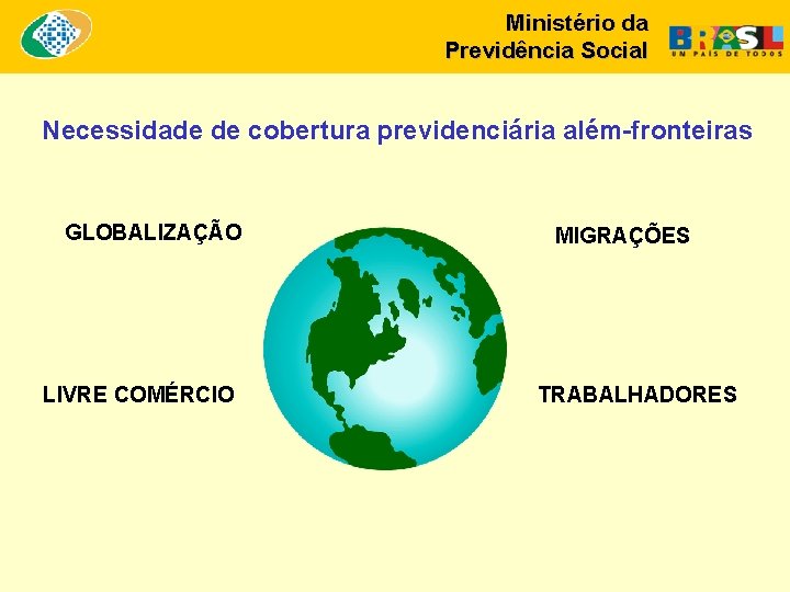 Ministério da Previdência Social Necessidade de cobertura previdenciária além-fronteiras GLOBALIZAÇÃO LIVRE COMÉRCIO MIGRAÇÕES TRABALHADORES