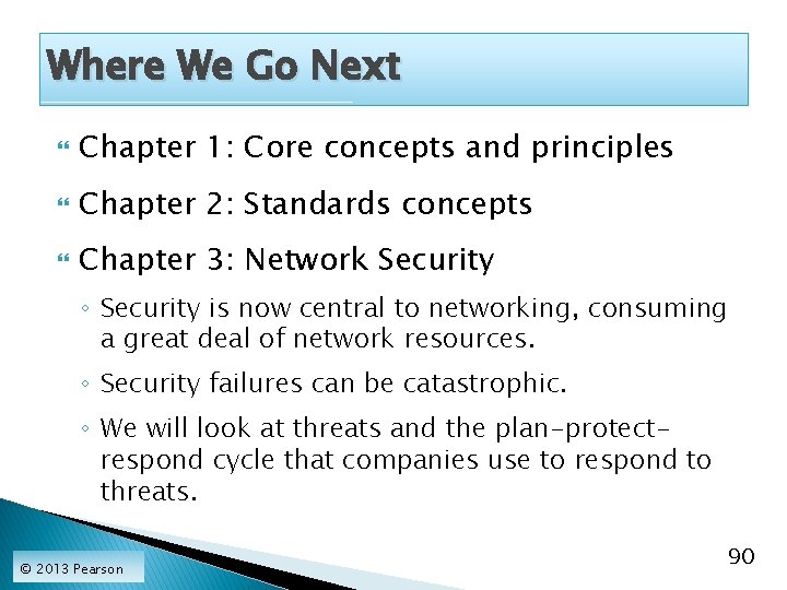 Where We Go Next Chapter 1: Core concepts and principles Chapter 2: Standards concepts
