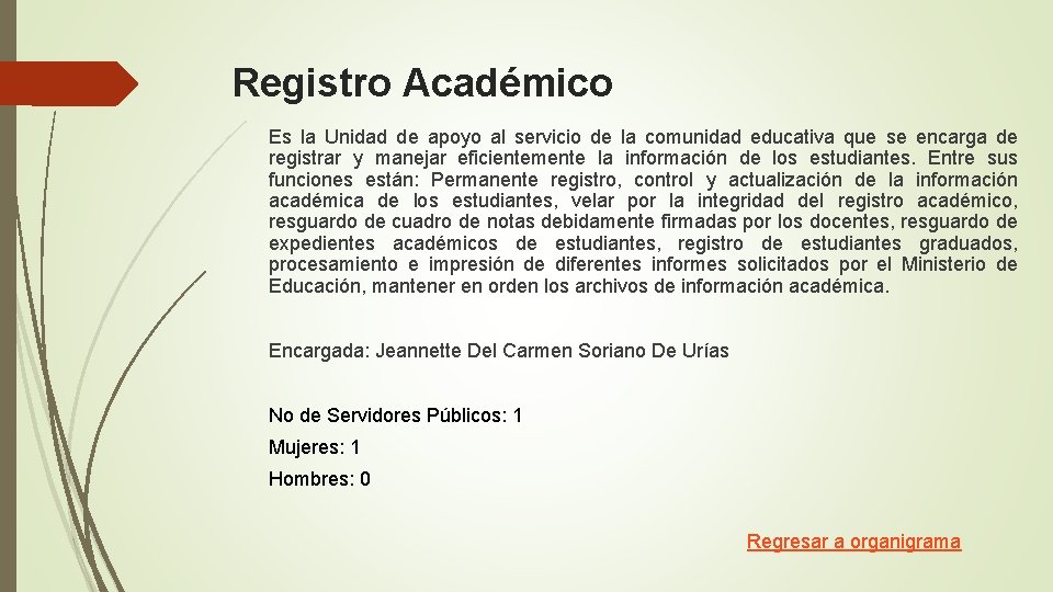 Registro Académico Es la Unidad de apoyo al servicio de la comunidad educativa que