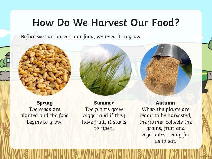 How Do We Harvest Our Food? Before we can harvest our food, we need