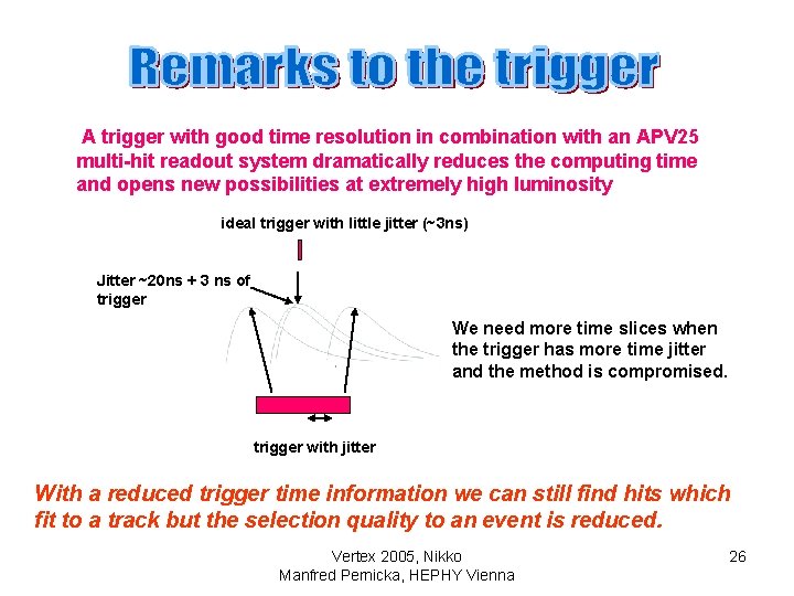 A trigger with good time resolution in combination with an APV 25 multi-hit readout