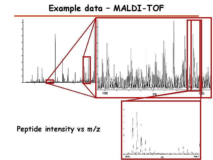 Example data – MALDI-TOF Peptide intensity vs m/z 