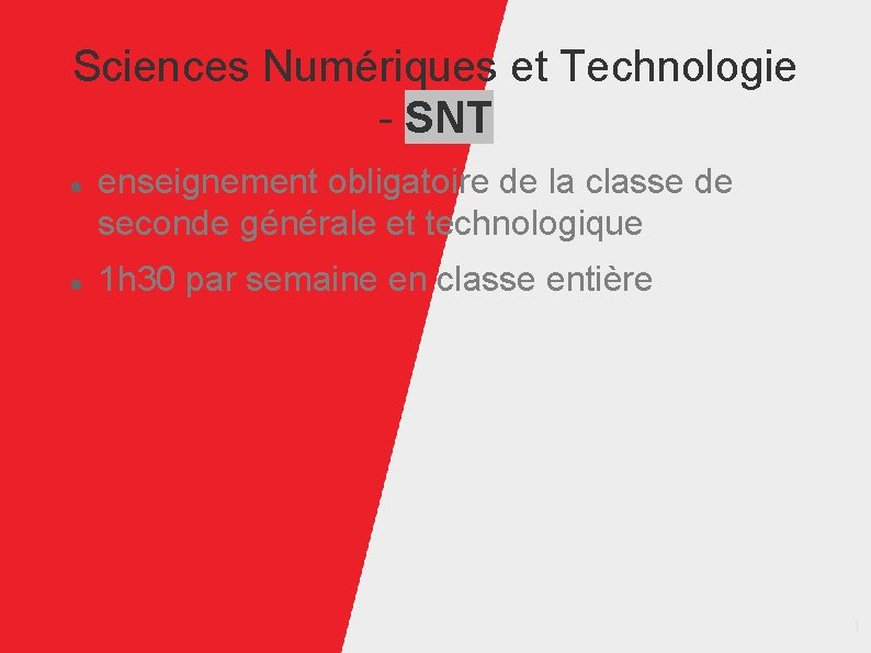 Sciences Numériques et Technologie - SNT enseignement obligatoire de la classe de seconde générale