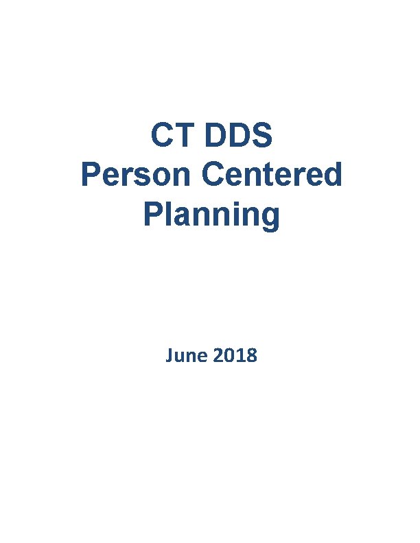 CT DDS Person Centered Planning June 2018 