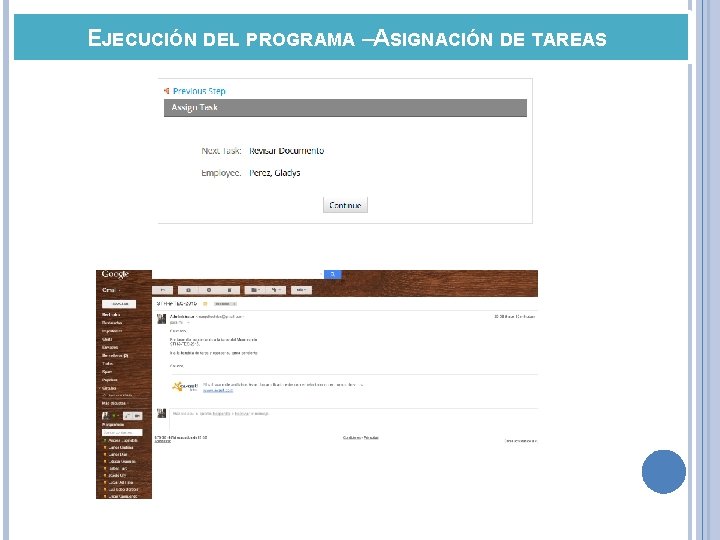 EJECUCIÓN DEL PROGRAMA –ASIGNACIÓN DE TAREAS 