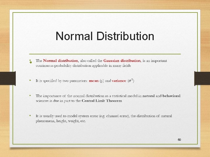 Normal Distribution • 50 Normal Distribution • 50