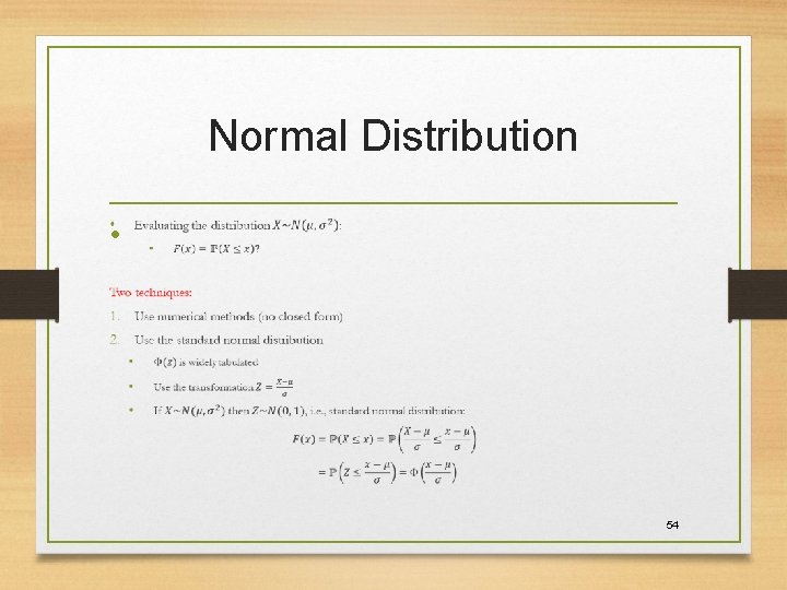 Normal Distribution • 54 Normal Distribution • 54