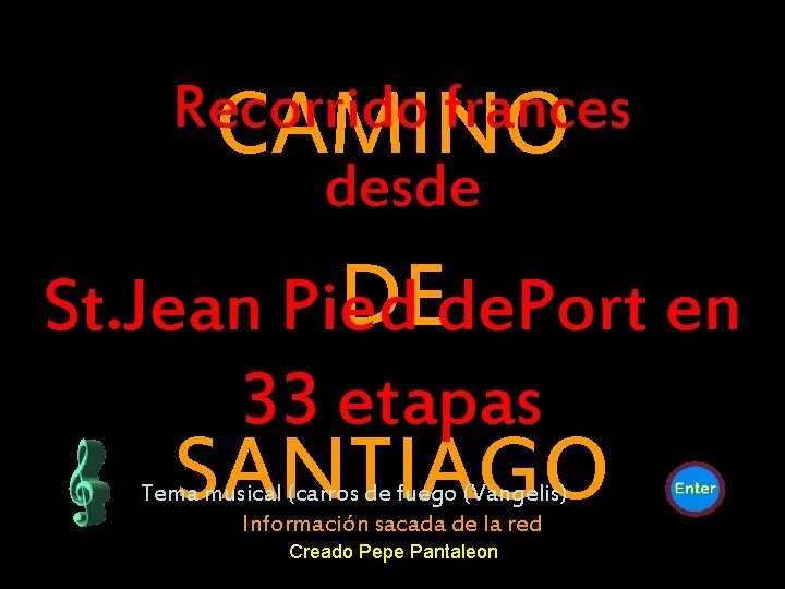 Recorrido frances CAMINO desde DEde. Port en St. Jean Pied 33 etapas SANTIAGO Tema