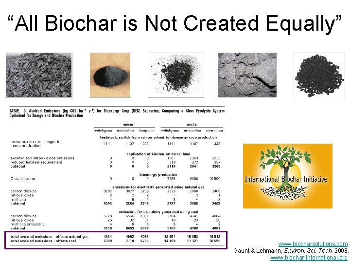 “All Biochar is Not Created Equally” www. biocharsolutions. com Gaunt & Lehmann, Environ. Sci.