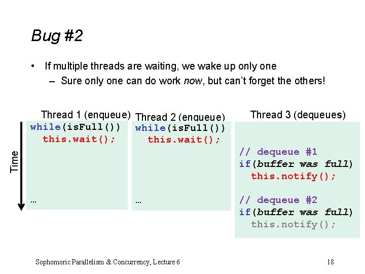 Bug #2 • If multiple threads are waiting, we wake up only one – Bug #2 • If multiple threads are waiting, we wake up only one –