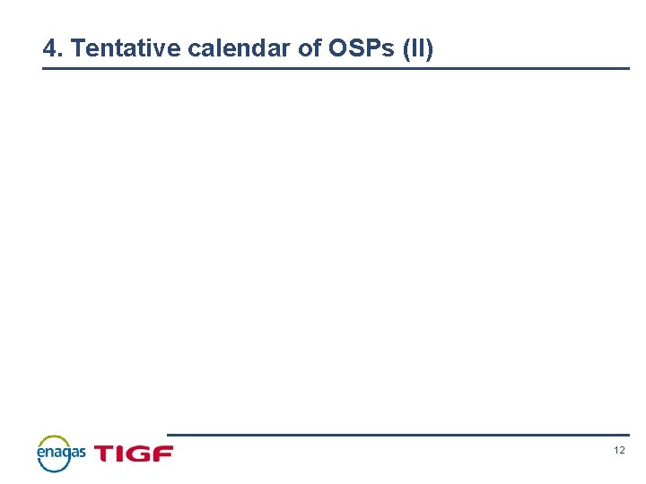 4. Tentative calendar of OSPs (II) 12 