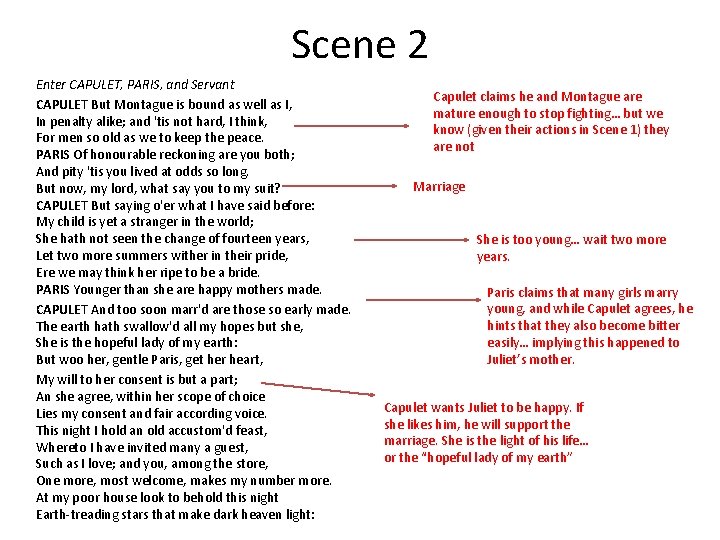 Scene 2 Enter CAPULET, PARIS, and Servant CAPULET But Montague is bound as well