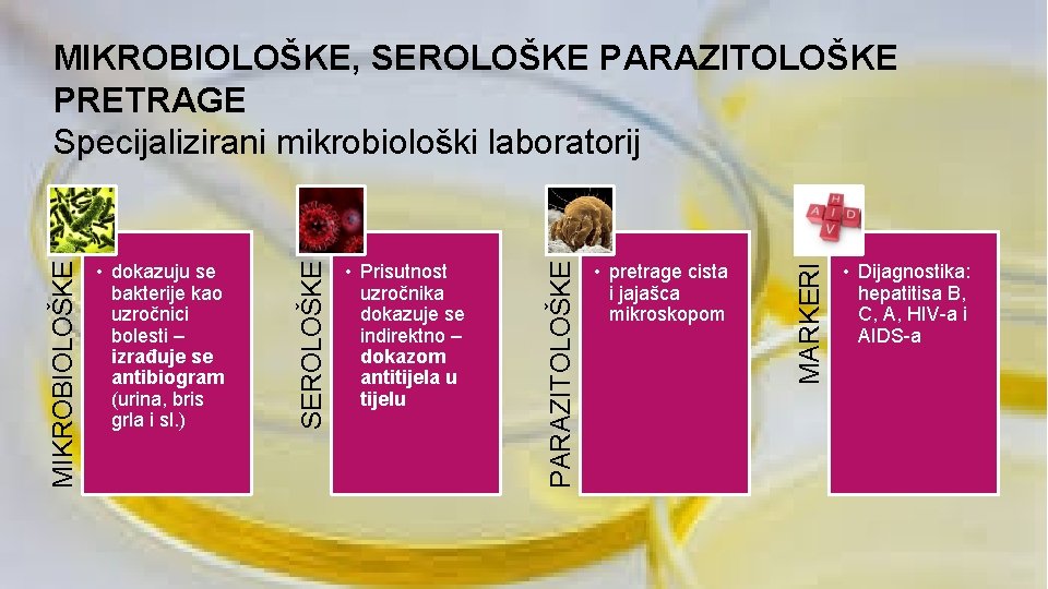  • pretrage cista i jajašca mikroskopom MARKERI • Prisutnost uzročnika dokazuje se indirektno